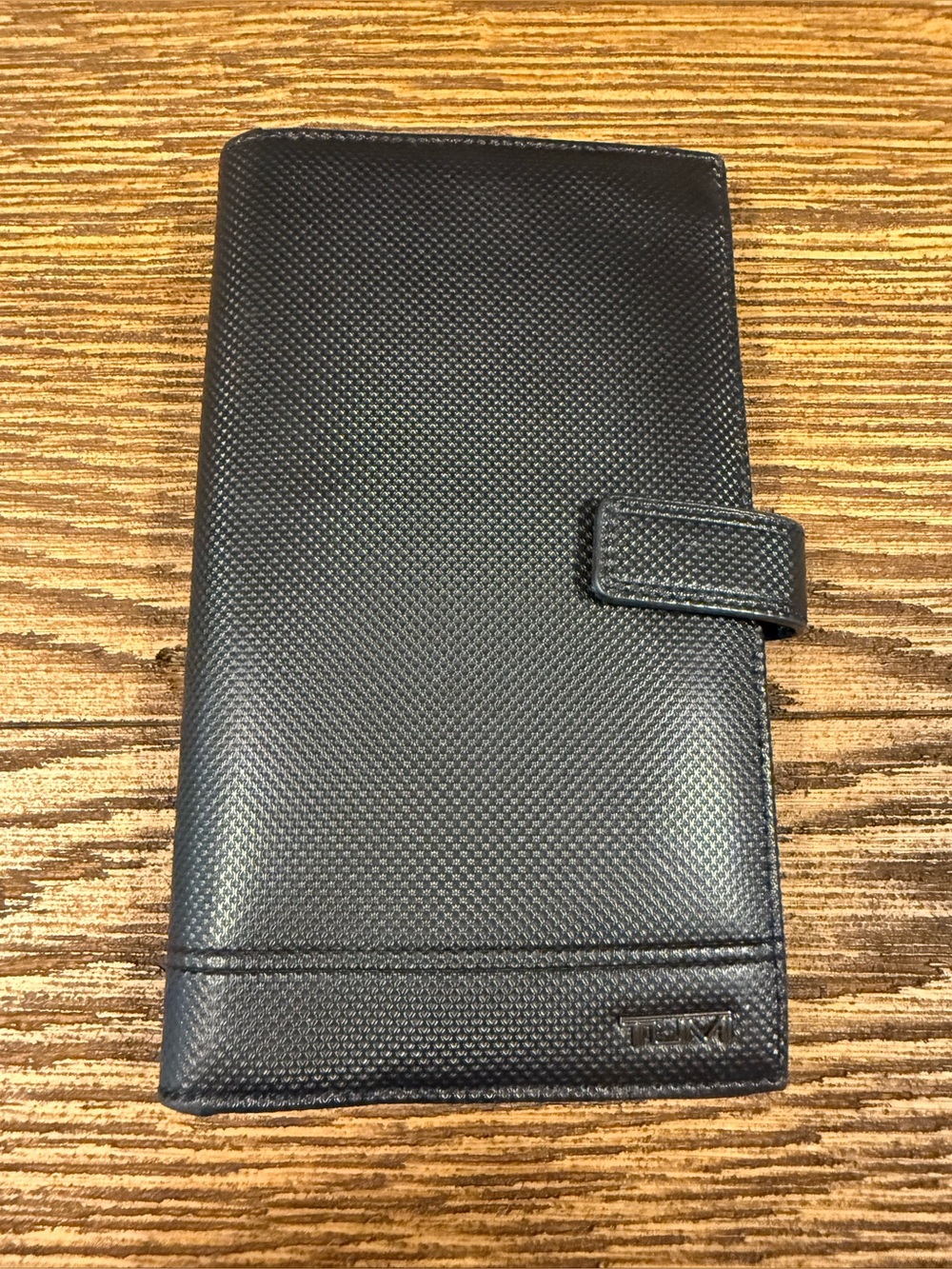Tumi Black Textured Long Wallet with Snap Tab